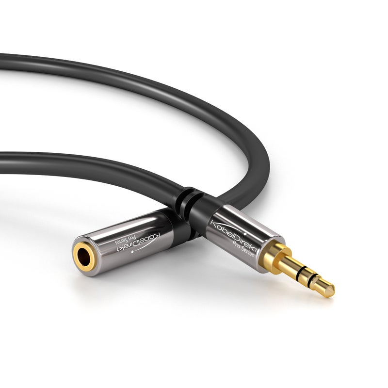 KabelDirekt â€“ 6ft â€“ Headphone Extension Lead Cable, 3.5mm connectors (aux Audio Cable, Male Jack Plug/Female Jack, Practically Break-Proof Metal casing, Perfect for Headphones, Black) - Image 4